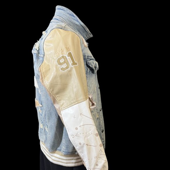 smoke rise men's jean jacket with Patches XL - Picture 2 of 16